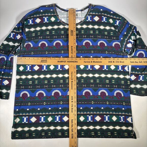 Vintage 90s Capistrano Aztec Pattern Shirt Women’s 22/24 2X 3X Southwestern Boho - Picture 2 of 5